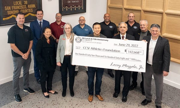 City College Athletic Teams Receive Generous Donation from Plumbers and Pipefitters Union