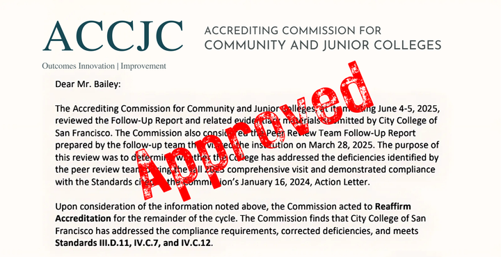 CCSF Secures Full Accreditation Through 2030