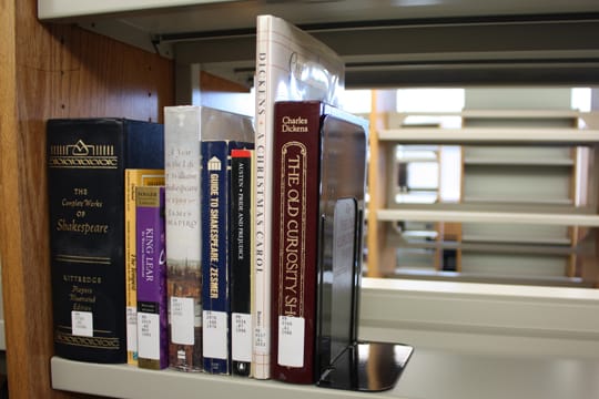 Charles Dickens and William Shakespeare are some of the few classics that stand on the Mission Campus Library shelves. CLIVE WALKER / GUARDSMAN
