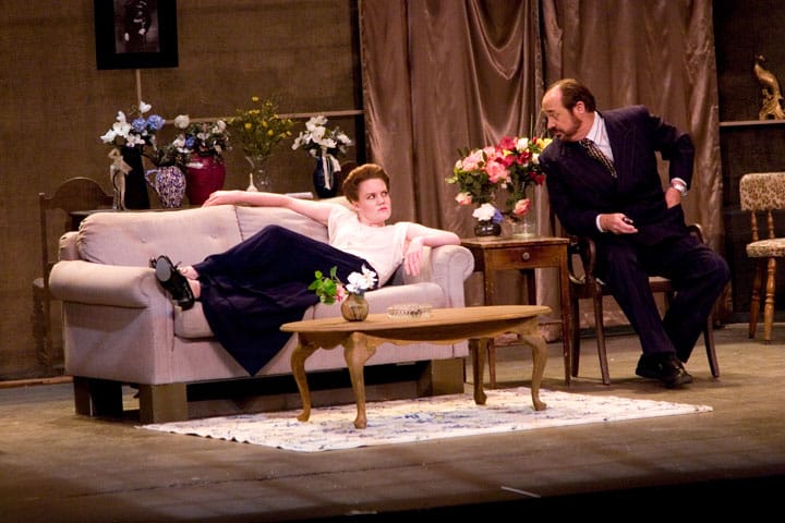 IMG_1991_r Hedda Gabler, played by Whitney Gafford and Judge Brack, played by Lance Huntley, have a 'little cozy chat.' TRISTAN CRANE / THE GUARDSMAN