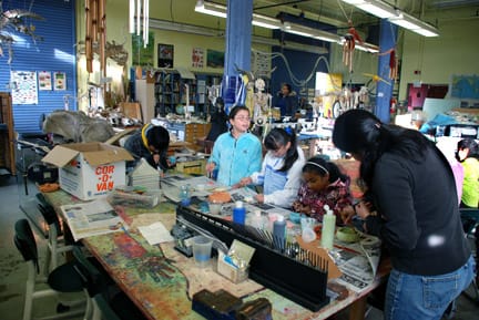 Cesar Chavez Elementary School students paint their ceramic creations during an afterschool session of the Mission Science Workshop on Jan. 19. Hands-on classes at the workshop expose Mission district students to a level of learning unavailable in most classrooms. RAMSEY EL-QARE / THE GUARDSMAN