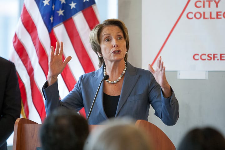 House Minority Leader Nancy Pelosi speaks to over 100 guests during her visit Jan. 6, 2014, on Chinatown North Beach center. Photo by Santiago Mejia/The Guardsman