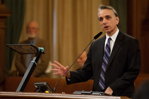 City College’s Board of Trustees President John Rizzo comments after hearing a proposal to restore the board’s power on Tuesday, Feb. 11, 2014 at San Francisco City Hall. Photo by Santiago Mejia/The Guardsman