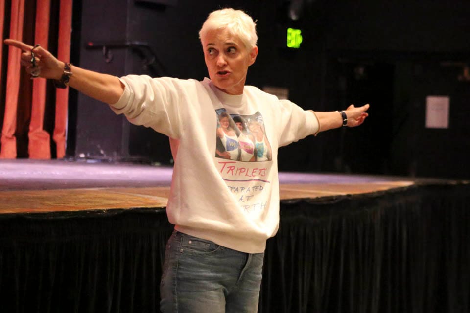 Susan Jackson, play director and City College instructor, directs students during dress rehearsal for 'This is Heaven' on Nov. 5. ((Photo by Natasha Dangond)