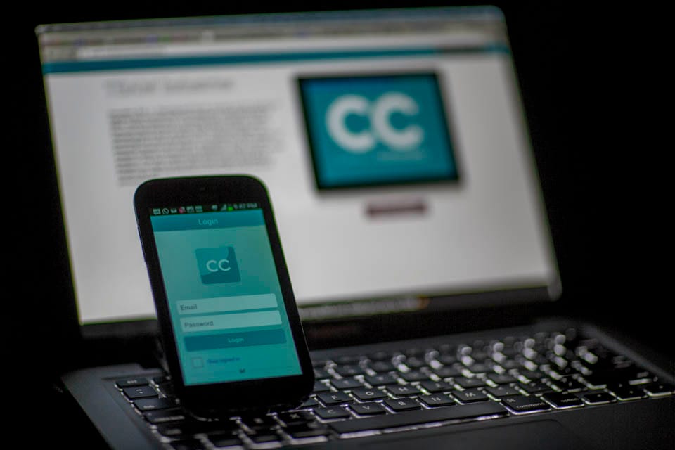 Developed by two students, the Campus Community app is intended to connect students who want to buy and sell school books. (Photo by Nathaniel Y. Downes)