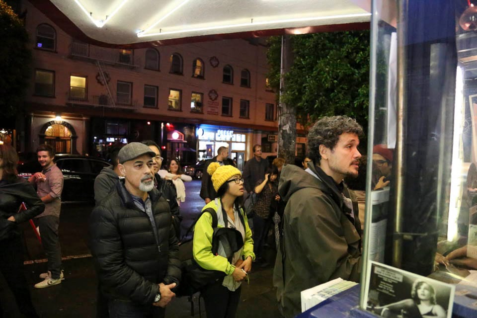 Movie goers line up at the Mission district’s Roxie Theater on the opening night of City College’s 4th annual “Festival of the Moving Image” screening. Nov.19. (Photo by Natasha Dangond)