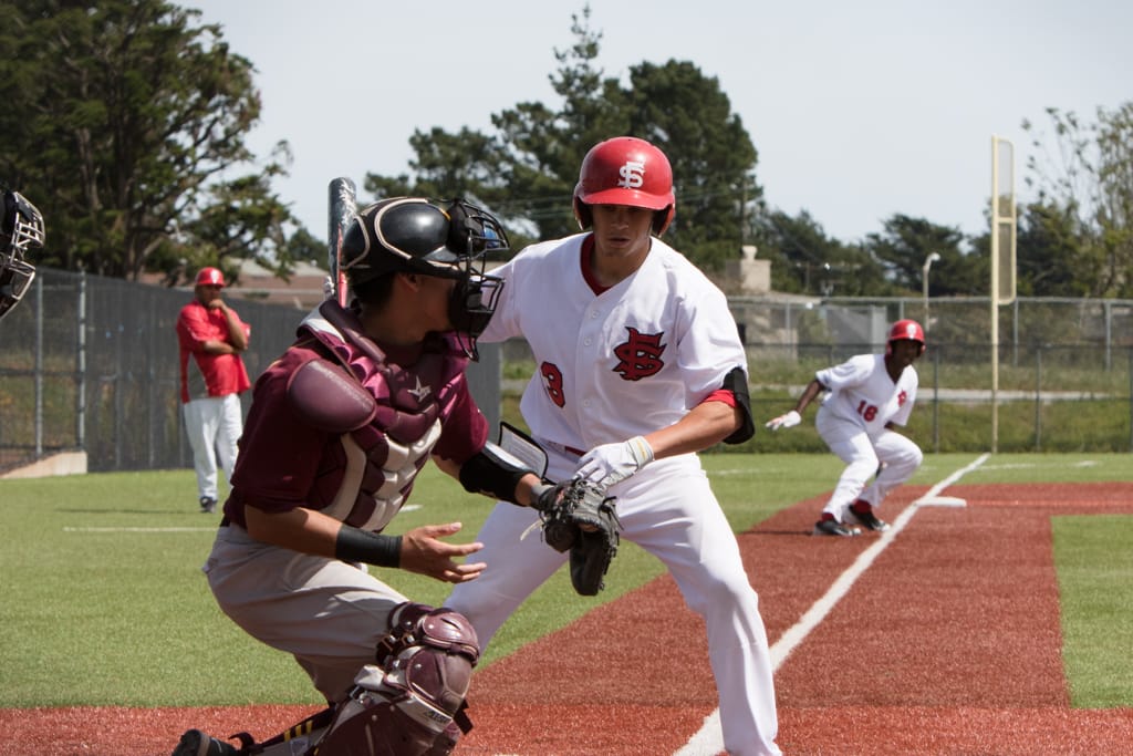 Baseball_vs Cabrillo Fri., Apr. 9. Photo by Peter Wong