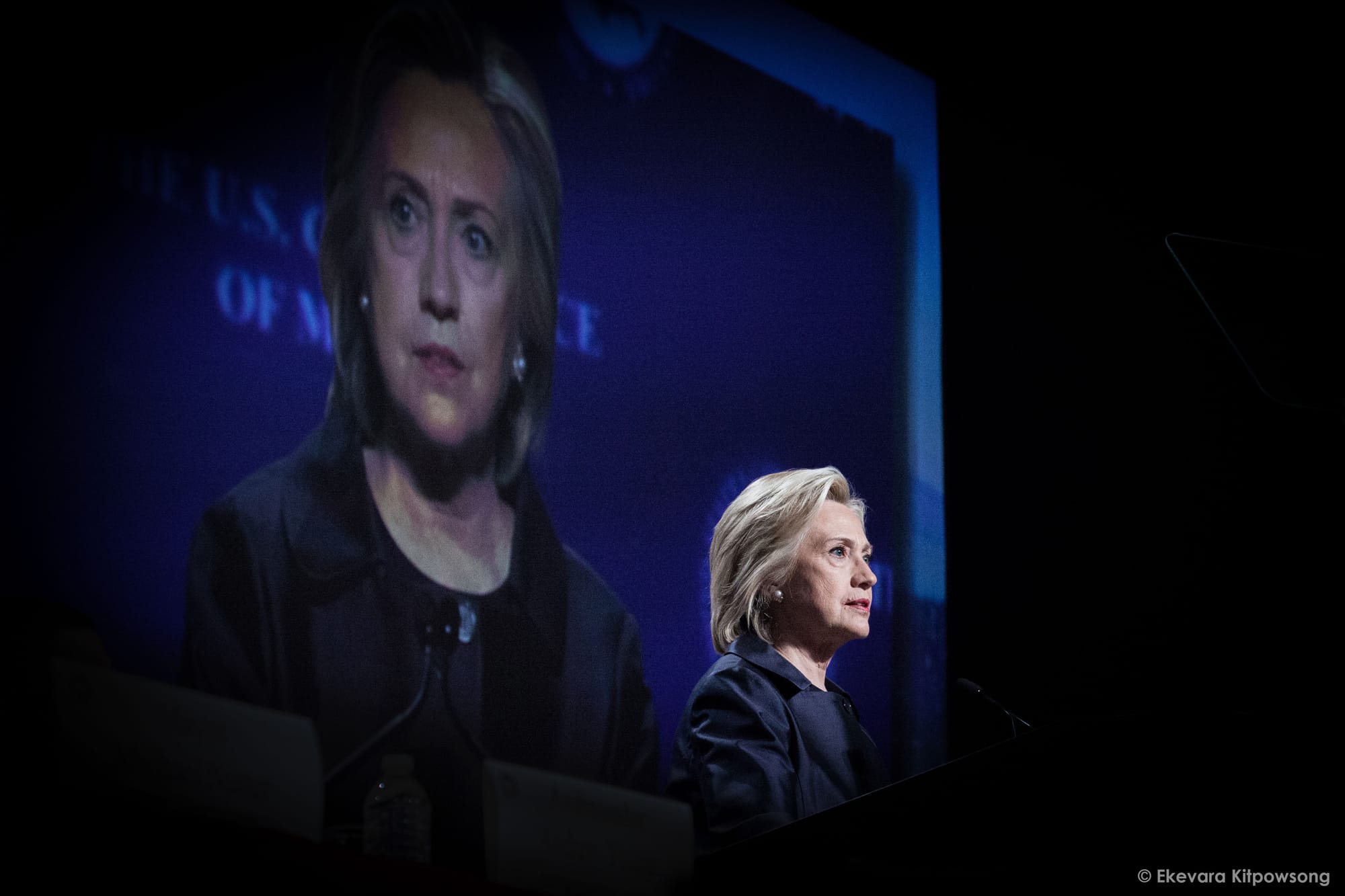 Democratic presidential candidate Hillary Clinton speaks at the U.S. Conference of Mayors in San Francisco on Saturday, June 20, 2015. (Photo by Ekevara Kitpowsong / The Guardsman) 