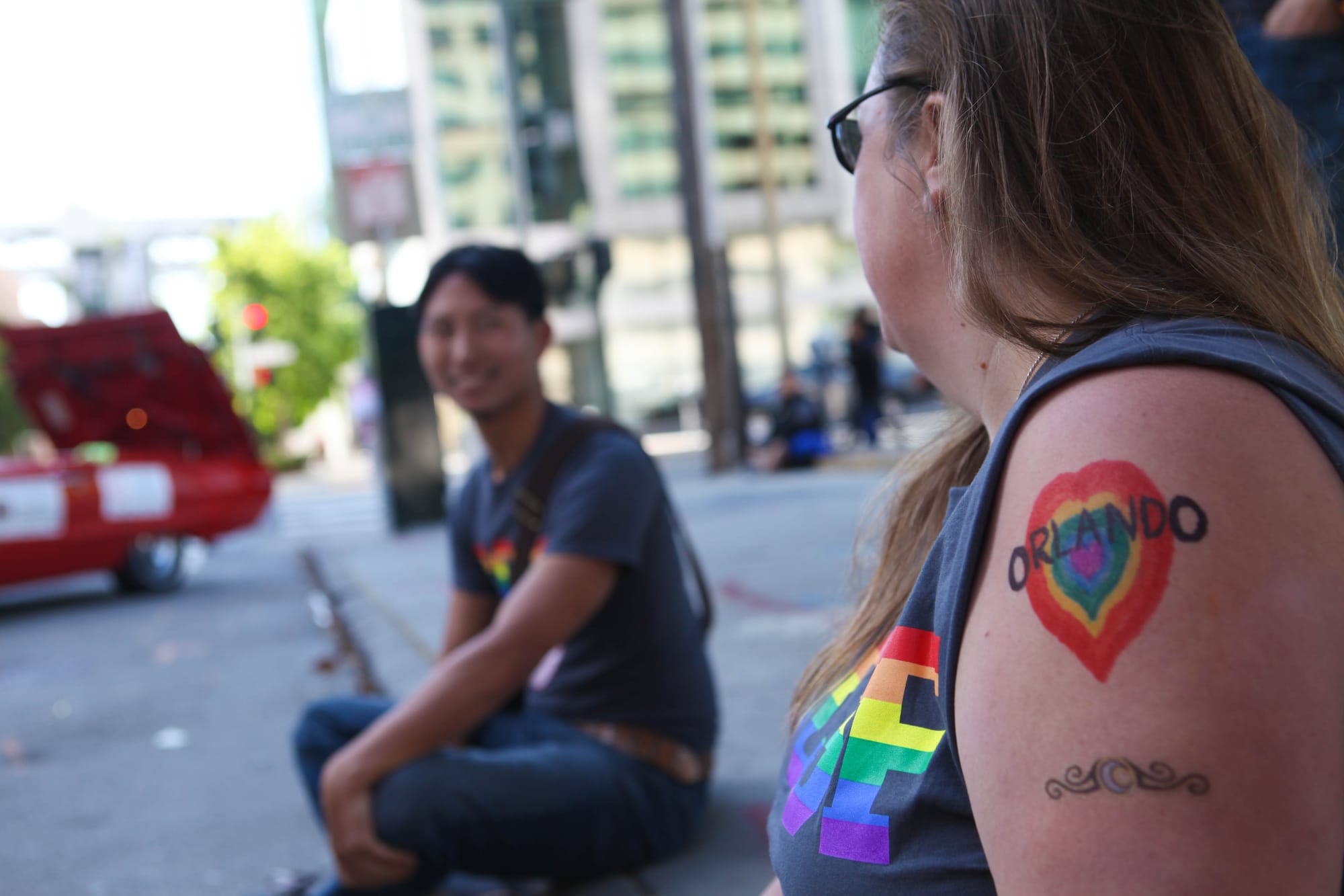 City College faculty show support for the victims of the Pulse nightclub shooting in Orlando, Florida at the San Francisco Pride Parade on June, 26, 2016. (Photo by Cassie Ordonio/The Guardsman)