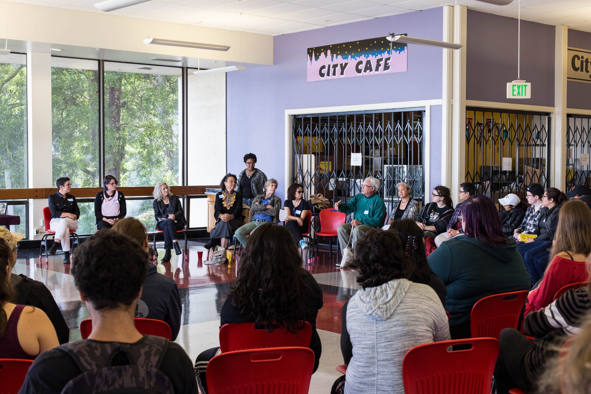 Participants share their thoughts during the "Living Room: A Ritual for Healing from Historical and Individual Trauma" event at the Student Union on Oct. 11, 2016 (Photo by John Ortilla/The Guardsman)