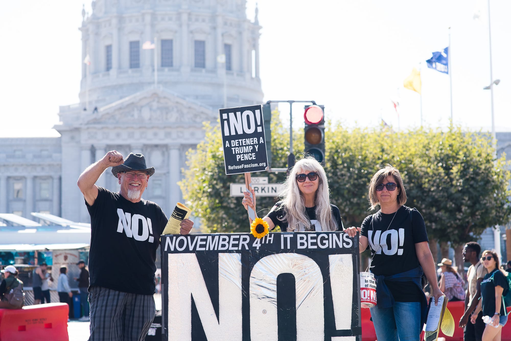 Performance by demonstrator at Civic Center rally. Photo taken Aug 26 2017 by Otto Pippenger.
