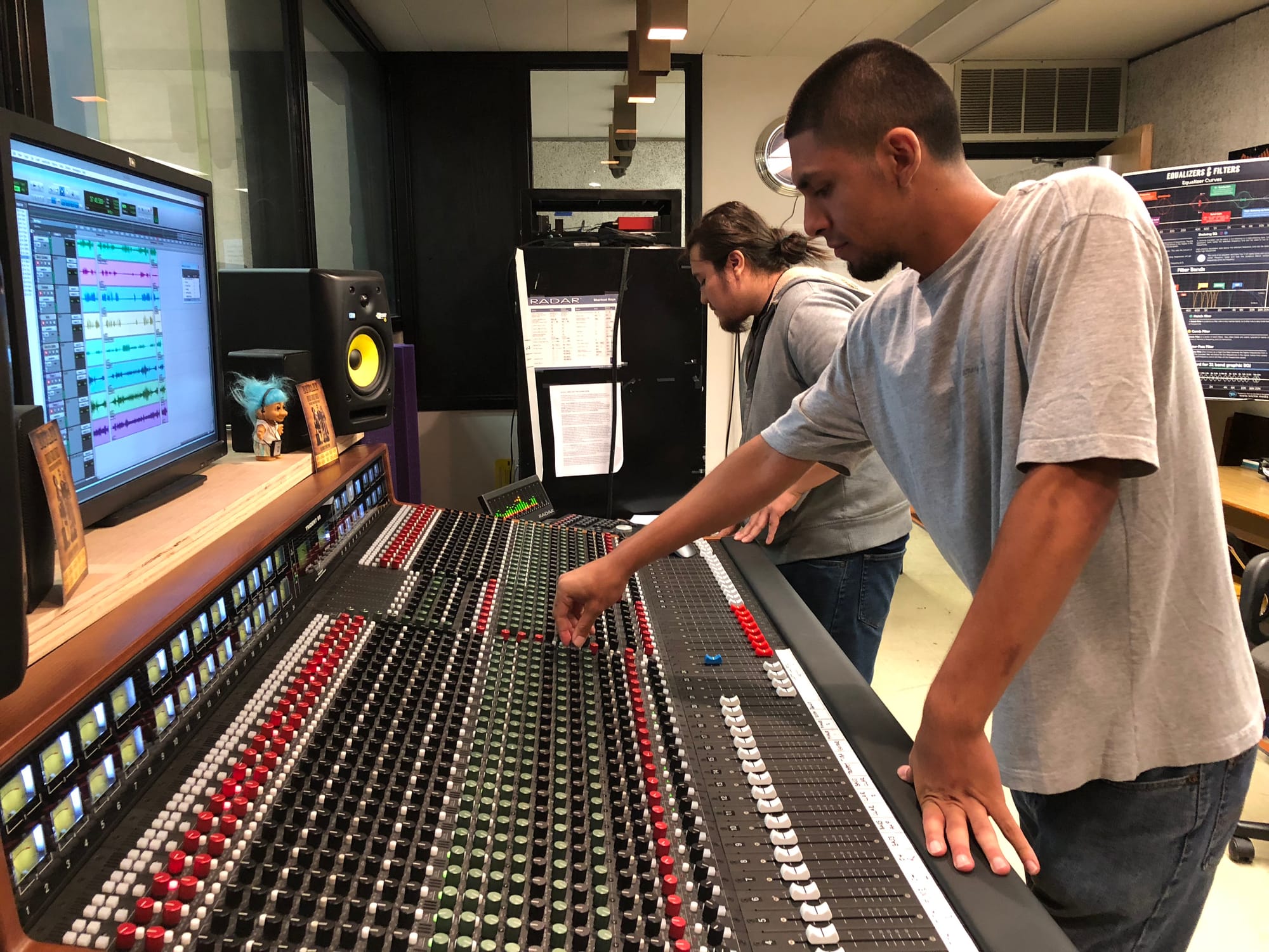 Students working with Trident 88 Console. Photo by Dana Jae Labrecque.