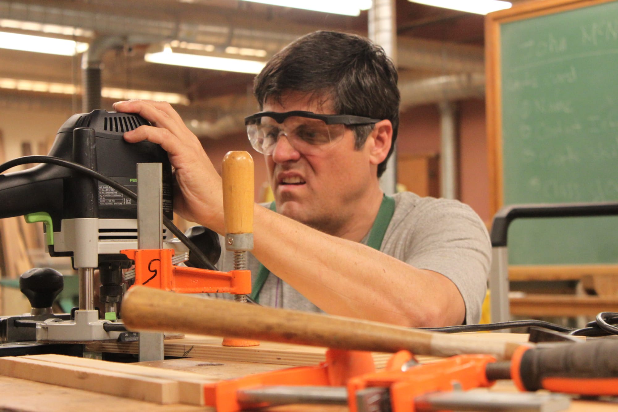 Tim O’Mahoney is the potential candidate for instructing the beginning carpentry class when instructor, John McNees, hangs up his tool belt and retires. O’Mahoney is still enrolled as an advanced carpentry student under Raymond Cash, but Cash said O’Mahoney has been in the industry for a long time and has just as much experience as himself. Photo taken on Nov. 13, 2017 