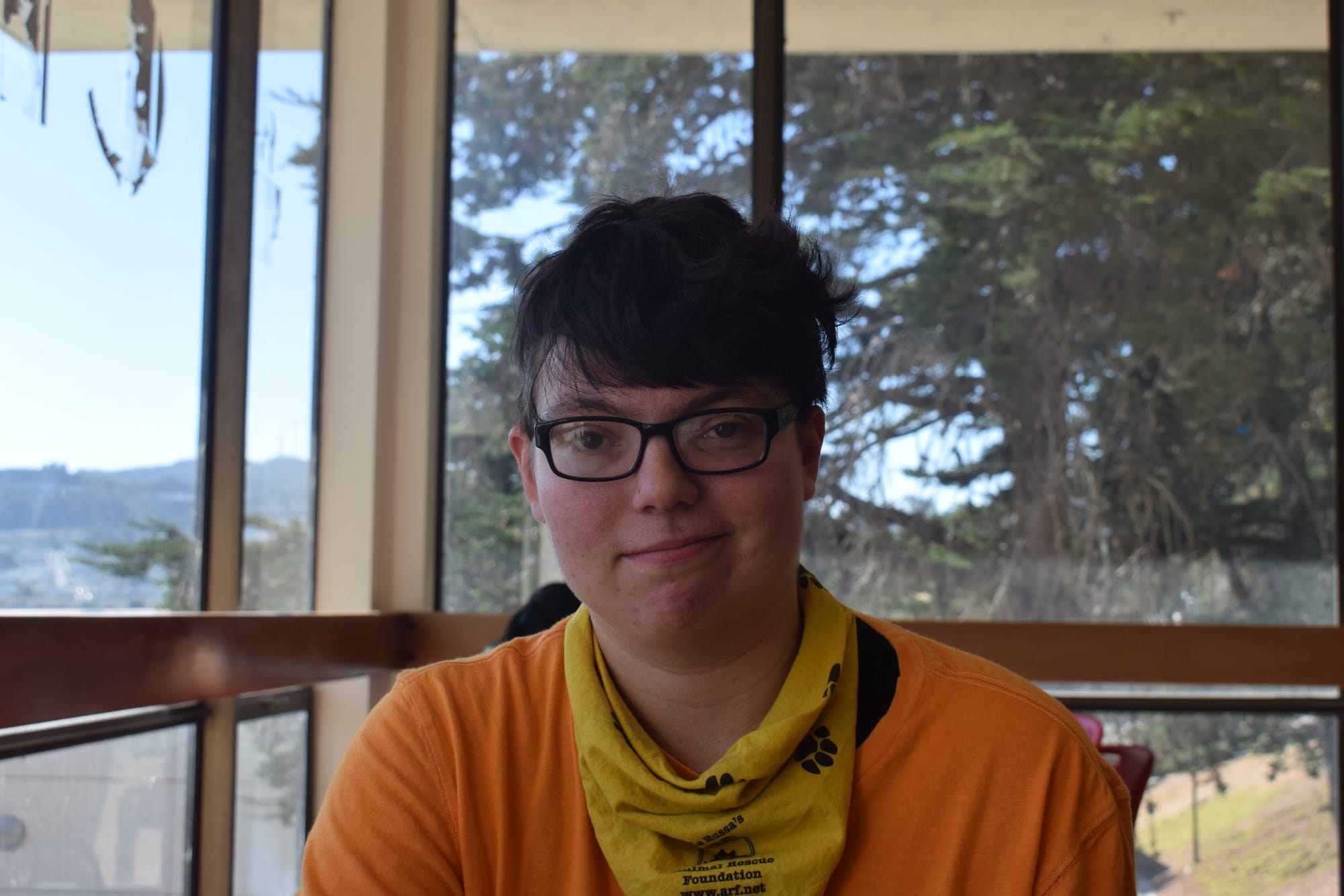 Daine Faolan Grey advocates for the rights of disabled people with The Guardsman in the Fall of 2017 in the Student Union at the Ocean Campus. Photo by Sarah Berjan/The Guardsman