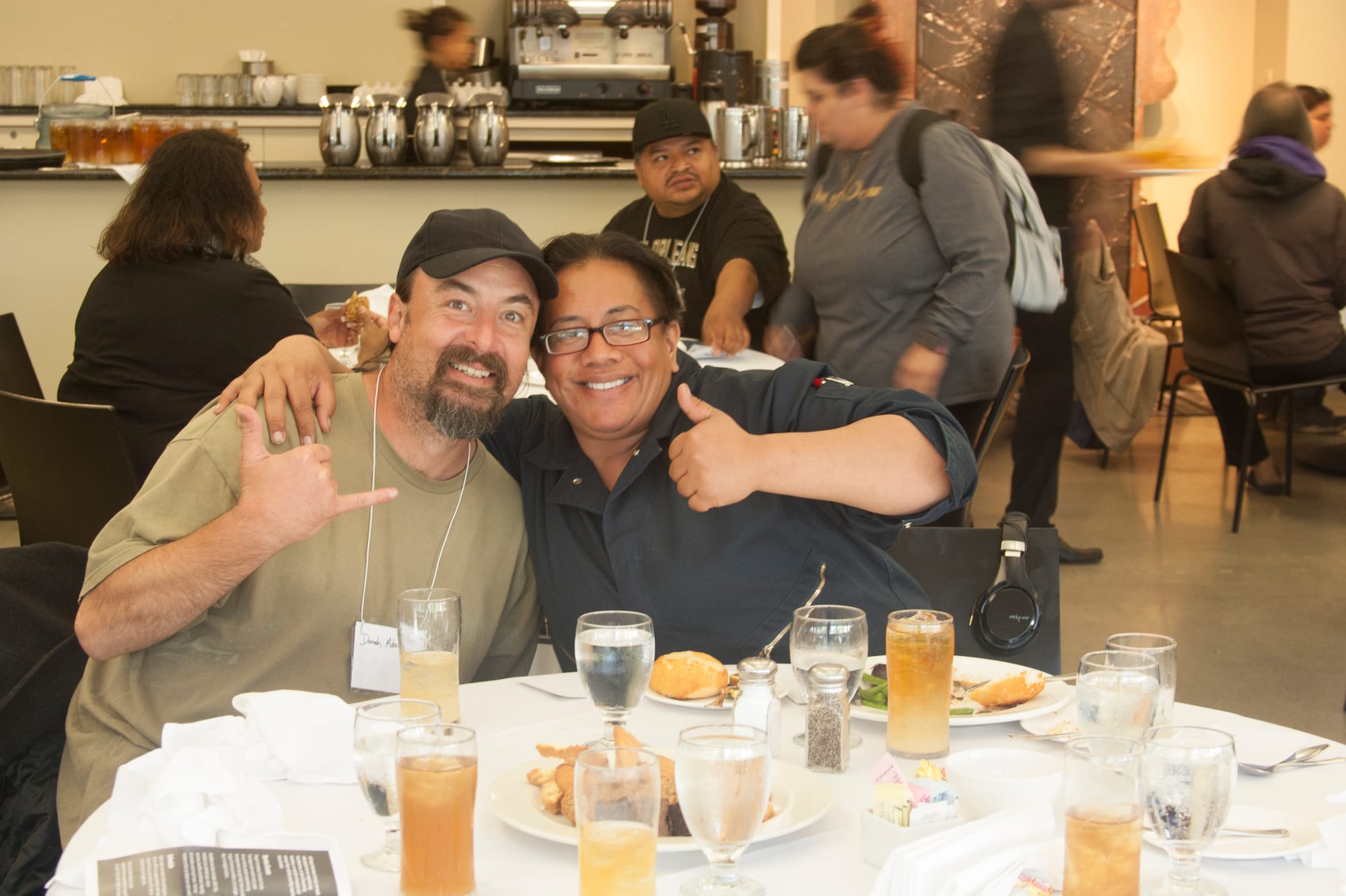 Darush Motazedi, left, and Linda Fuchs, right, enjoy lunch at Pierre Coste Dining Room on Sept. 18, 2018. Photo by Peter J. Suter / The Guardsman